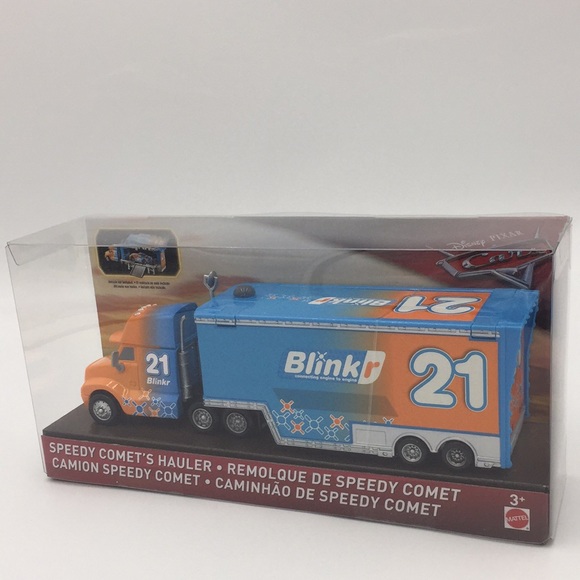 Disney Pixar Cars Speedy Comet’s Hauler Transport Truck Blinkr 21 Mattel Toy - Picture 14 of 14